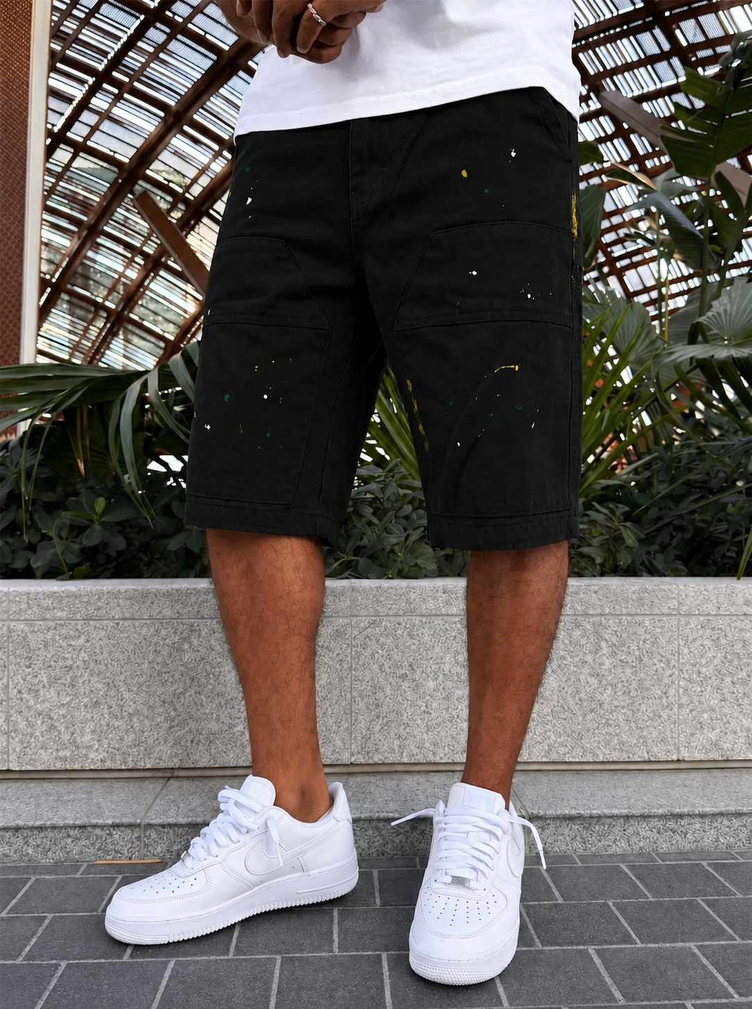 PAINT SPILL SHORTS - BLACK