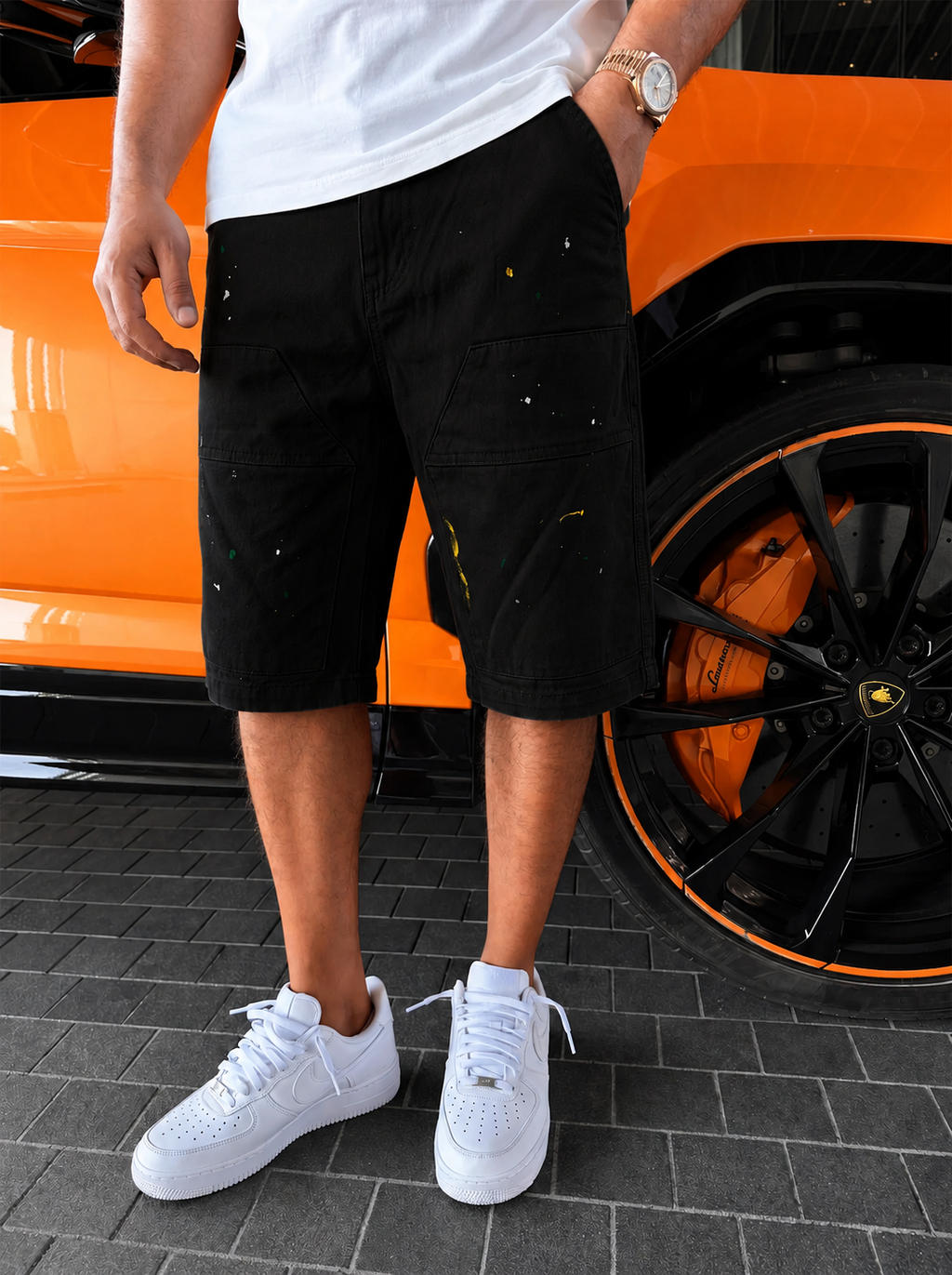 PAINT SPILL SHORTS - BLACK