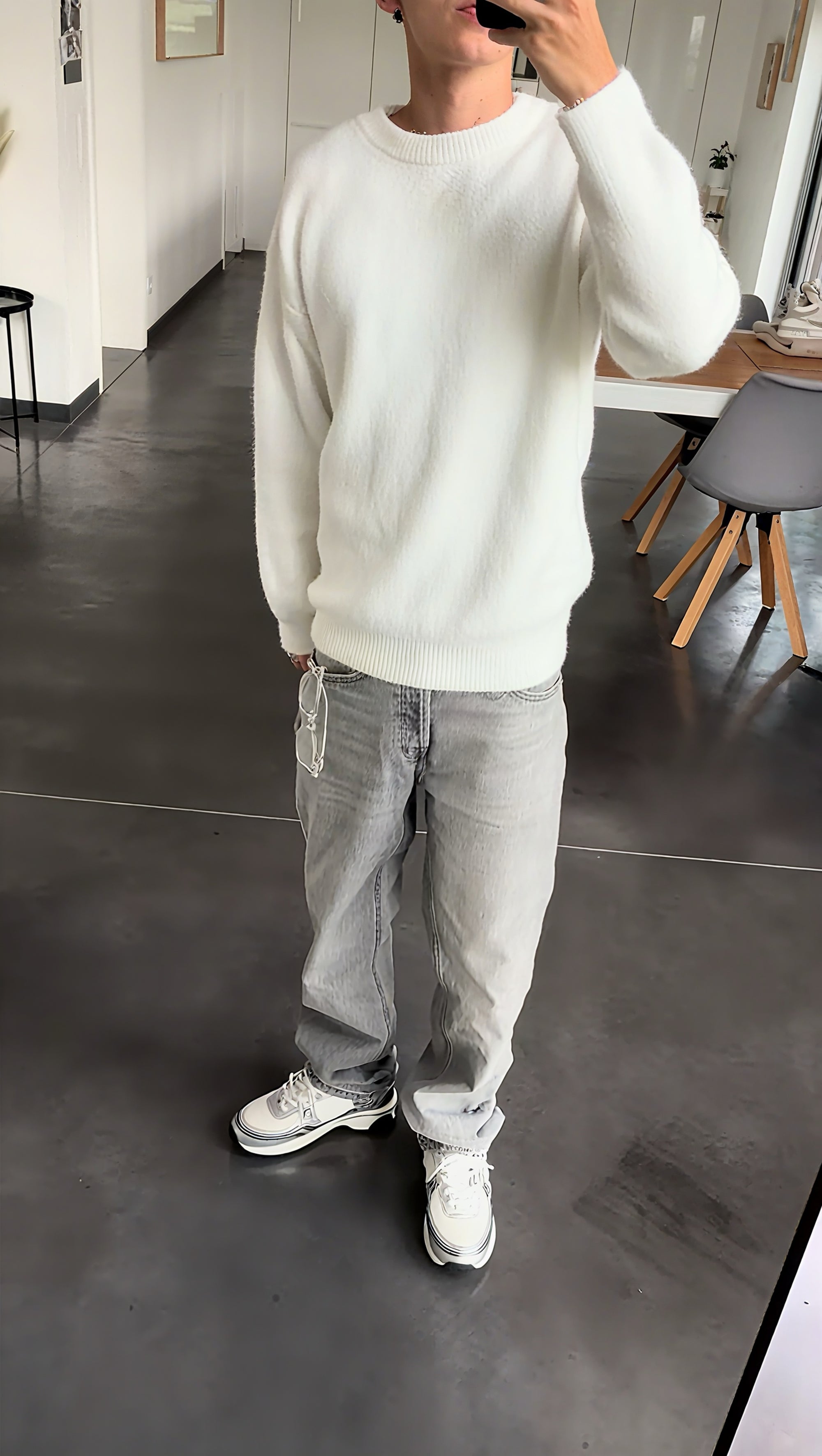 WHITE MOHAIR SWEATER