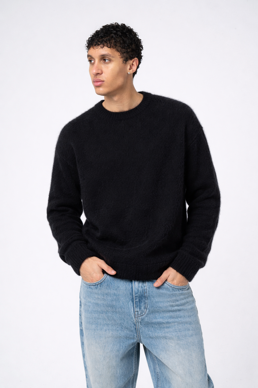 BLACK MOHAIR SWEATER