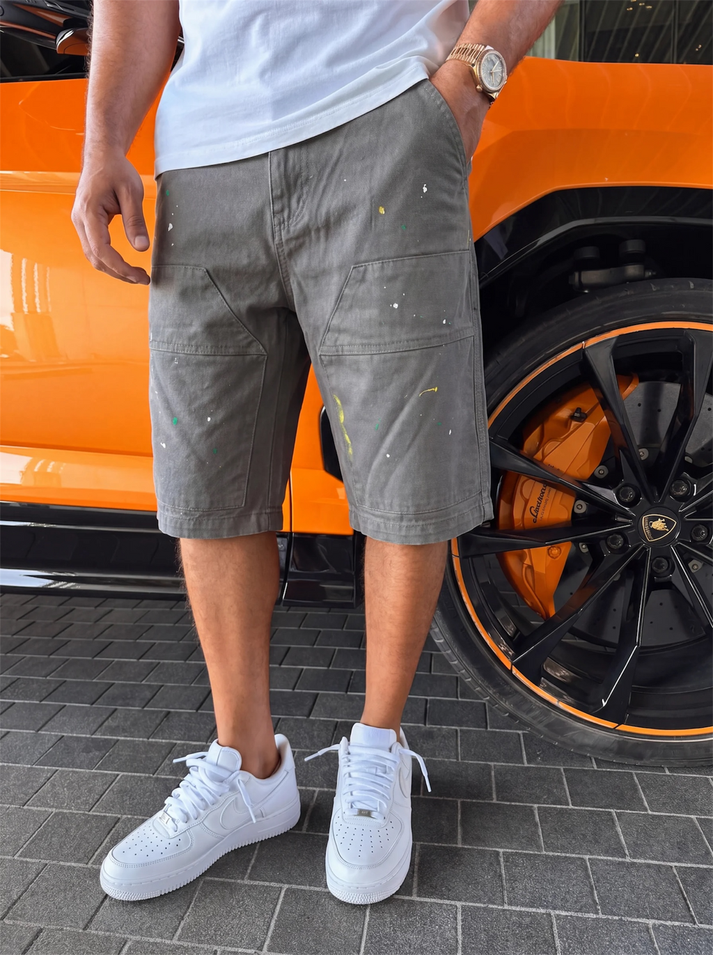 PAINT SPILL SHORTS - GREY