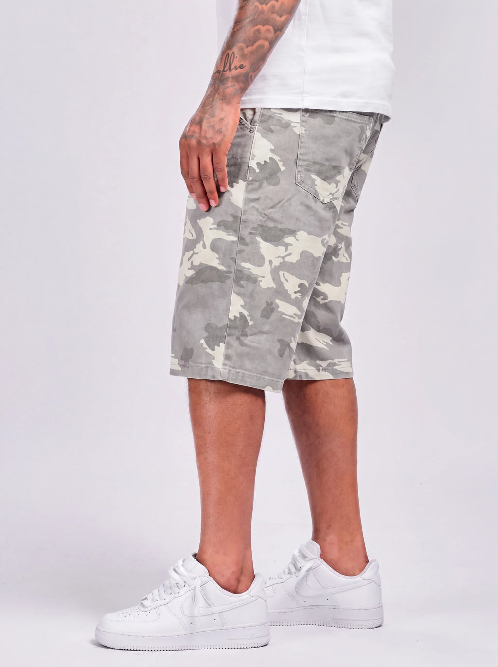 URBAN CAMO DENIM SHORTS