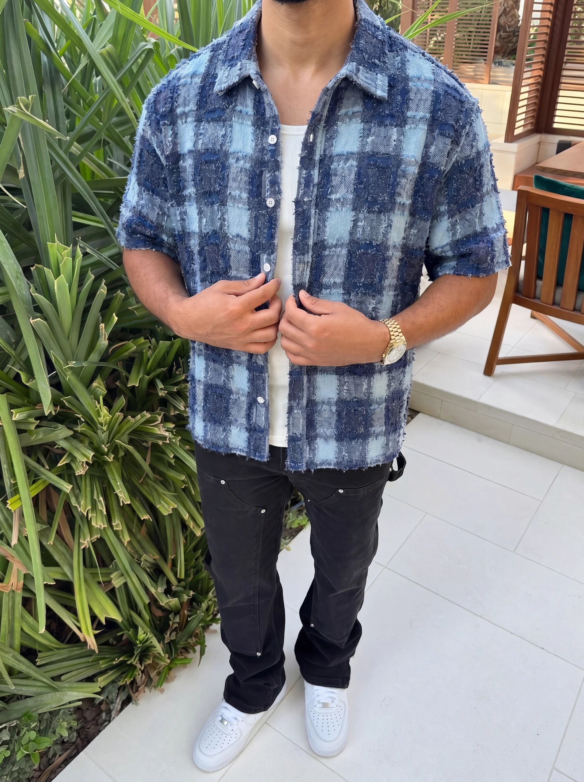 TASSEL OVERSHIRT - BLUE