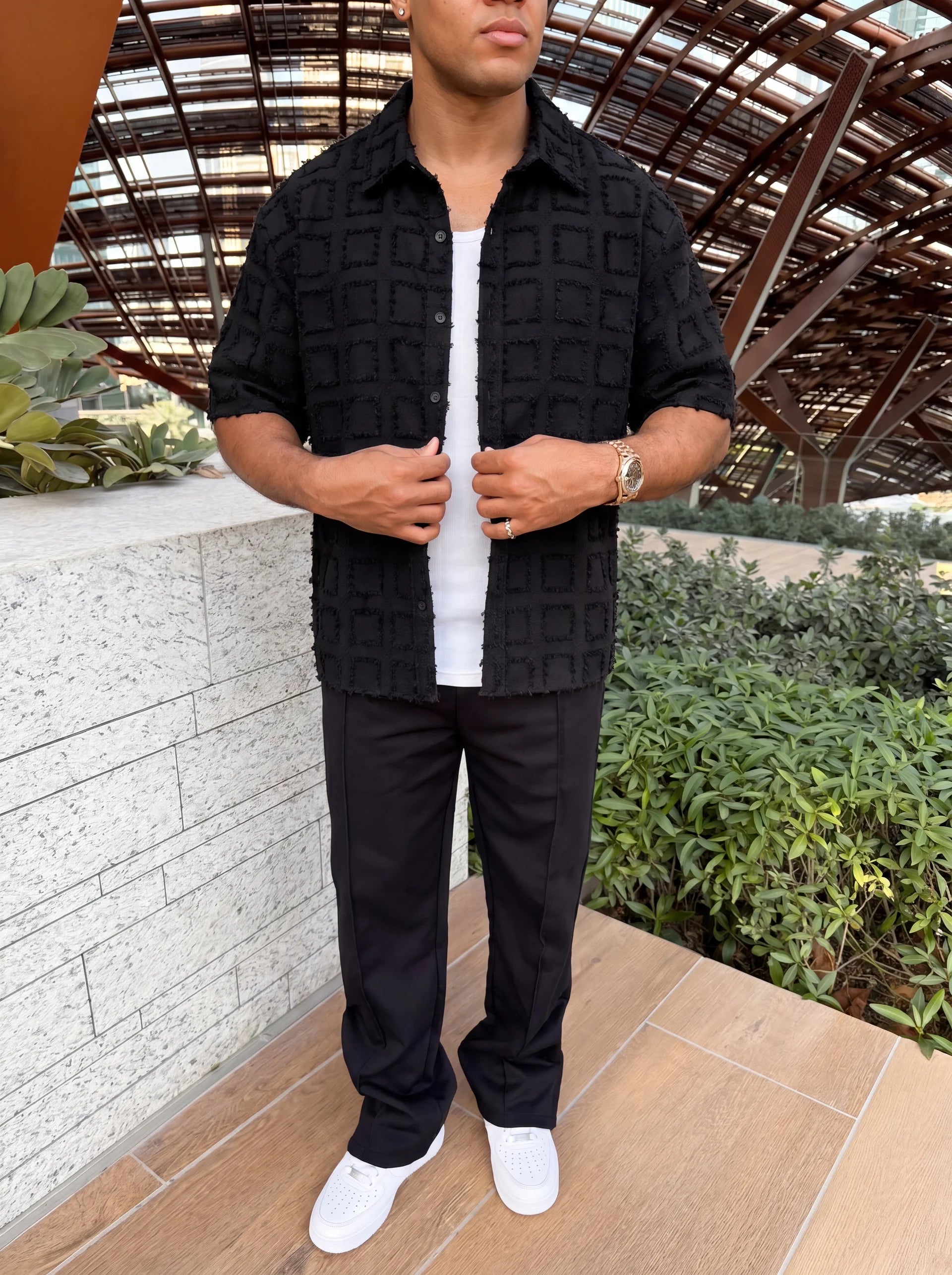 TASSEL OVERSHIRT - BLACK