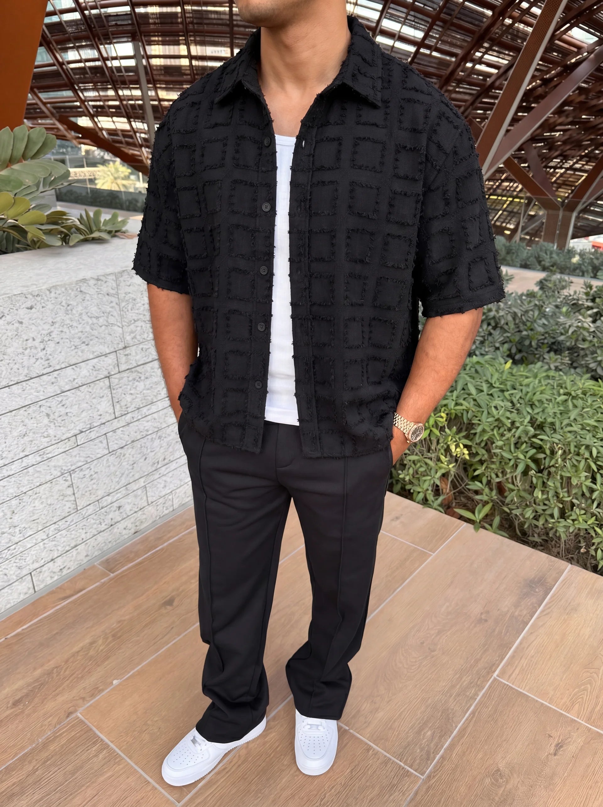 TASSEL OVERSHIRT - BLACK