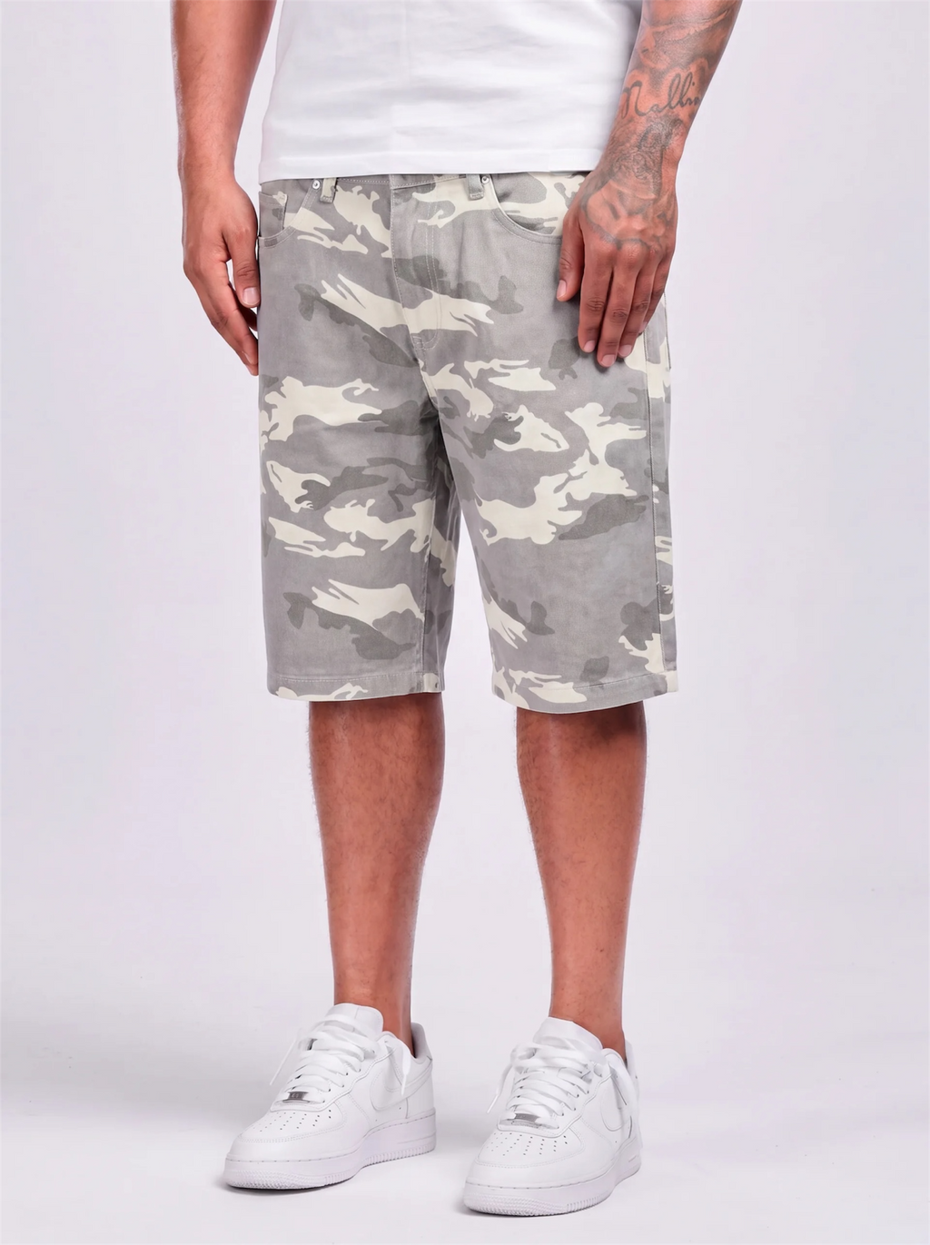 URBAN CAMO DENIM SHORTS