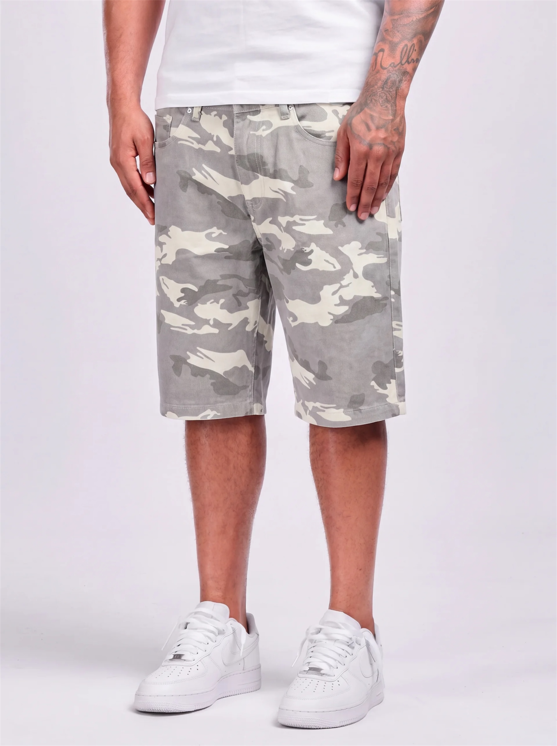 URBAN CAMO DENIM SHORTS