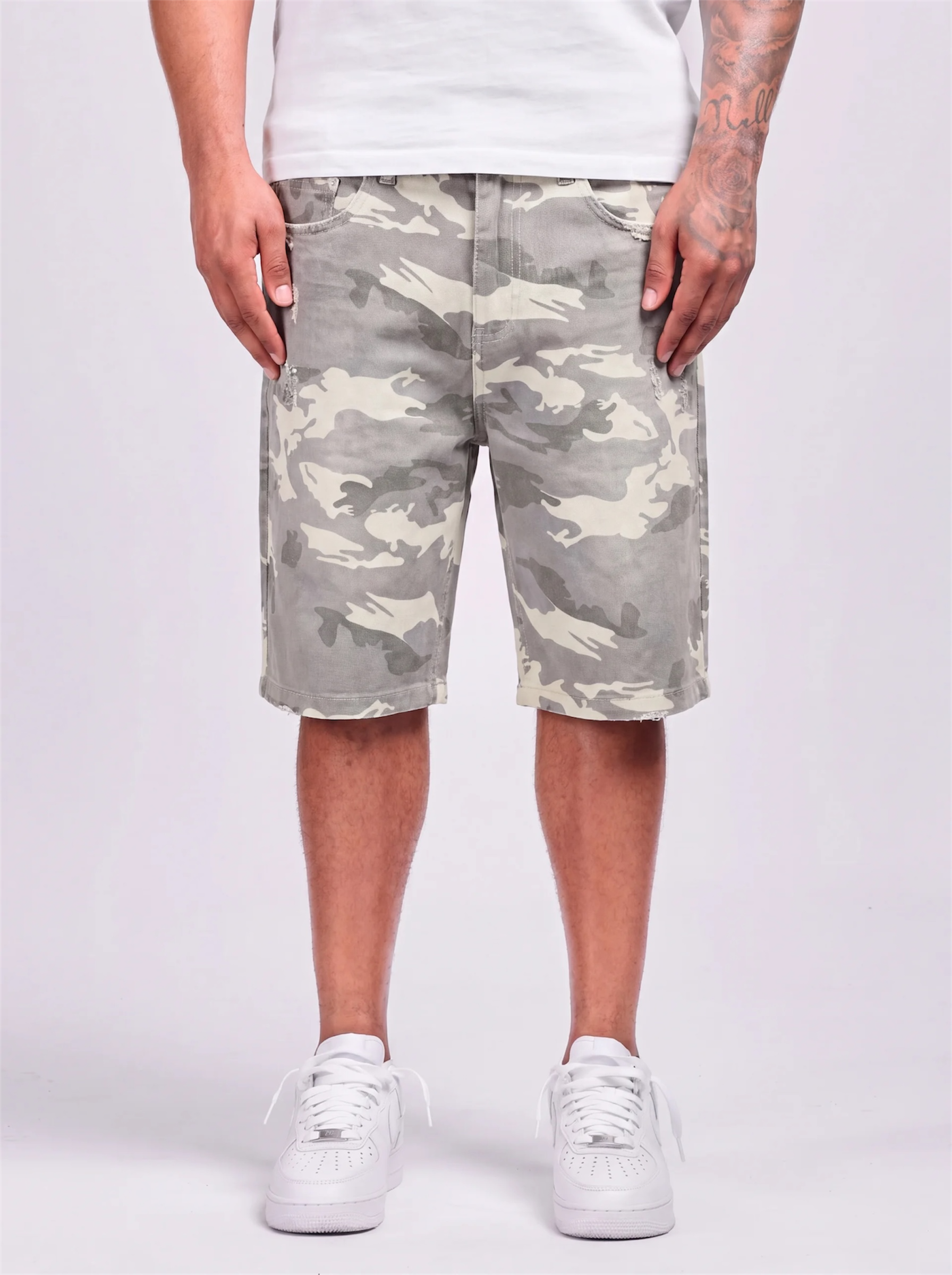 URBAN CAMO DENIM SHORTS