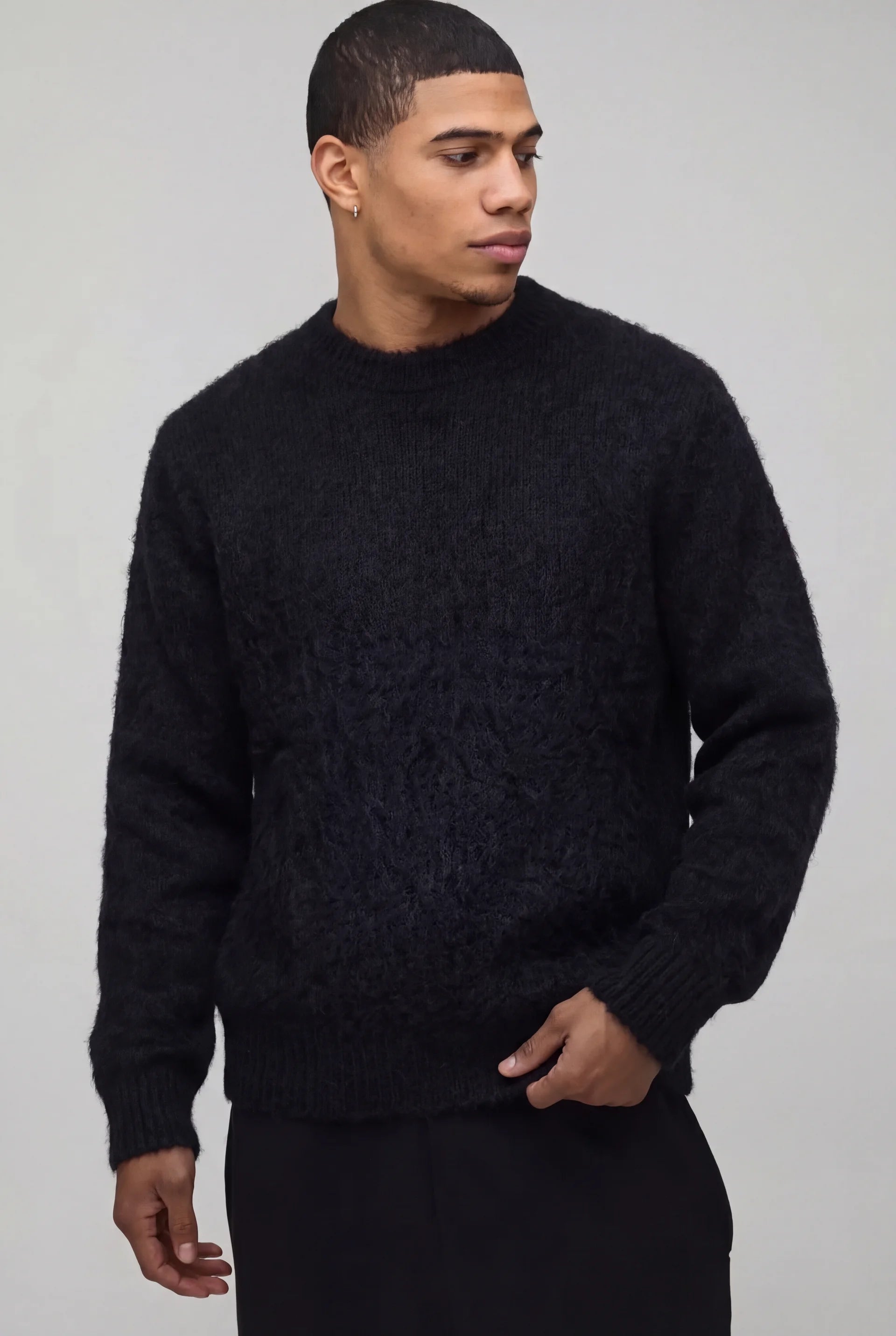 BLACK MOHAIR SWEATER